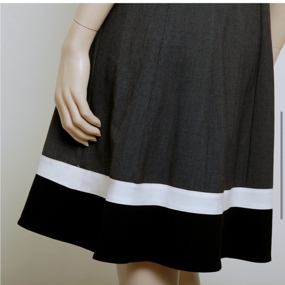 Calvin Klein Gray Sleeveless Belted Fit & Flare Striped Dress - Picture 10 of 12